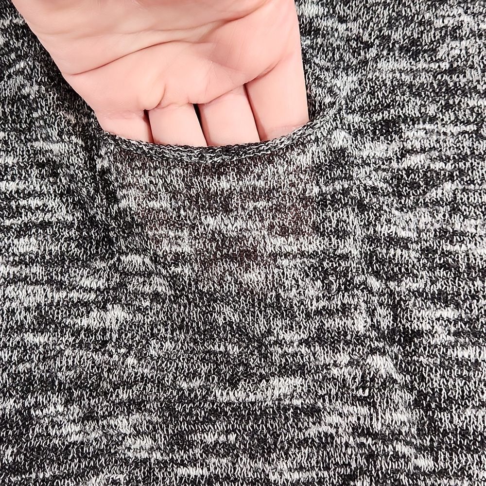 🐞H&M Divided Black Marled Lightweight Hi-Low Sweater Medium - Picture 5 of 11